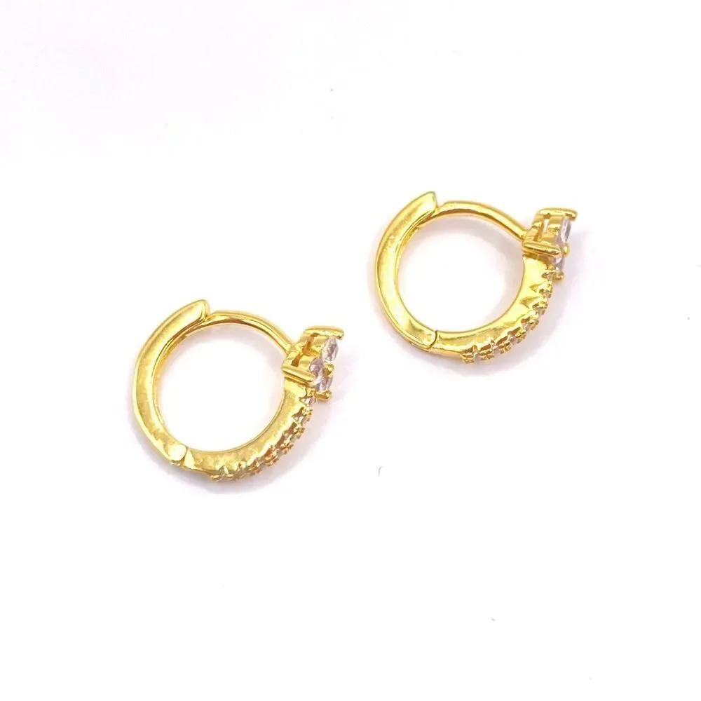 Gold Cubic Zirconia Huggie Hoop Earrings